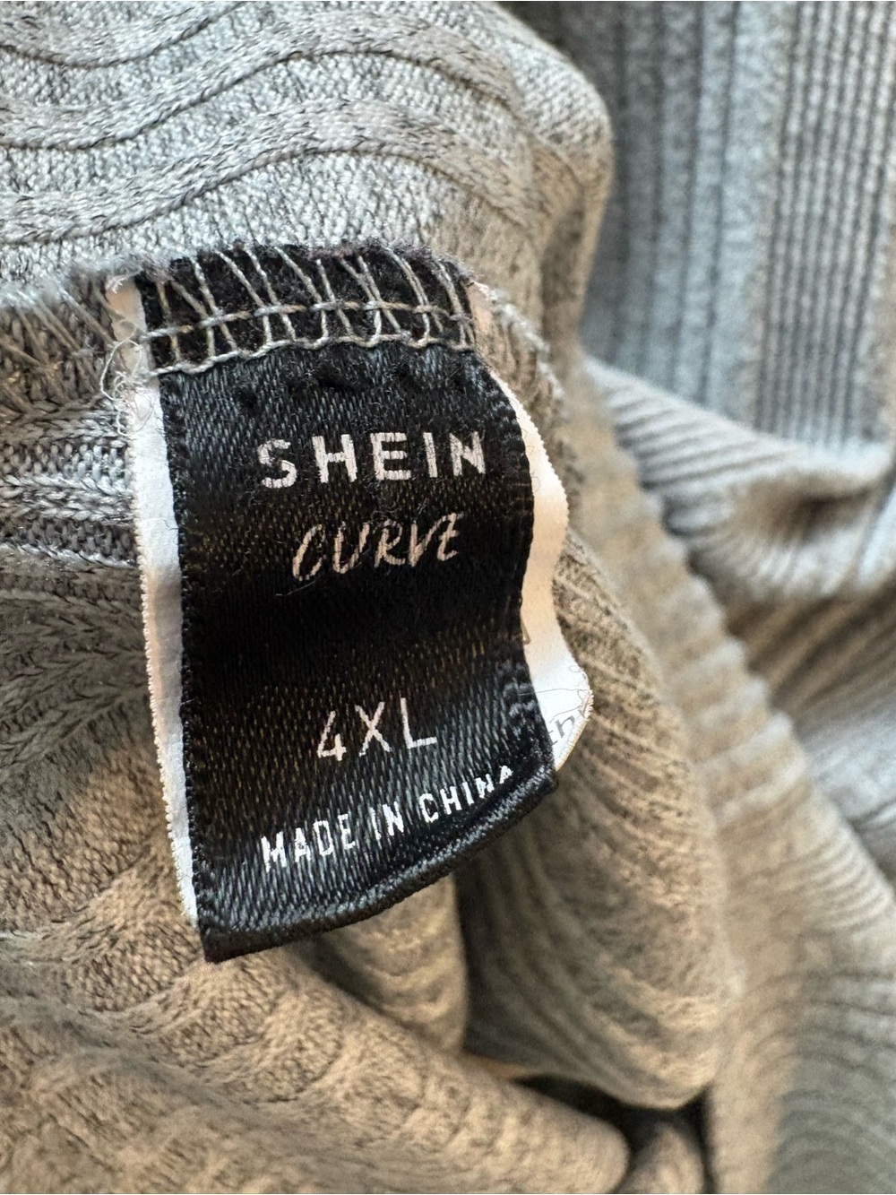 Grey Ribbed Drawstring V-Neck Sweater - Picture 4 of 4